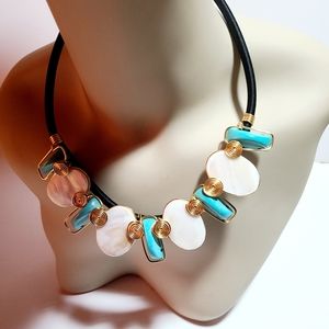 Aqua and white handmade necklace